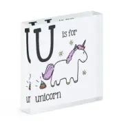 Letter U Is For Unicorn Acrylic Photo Block Frame Funny Alphabet Animal