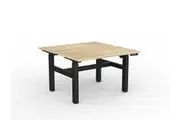 OL Agile 2 Column Electric Height Adjustable Shared Desk Oak Top Black Frame