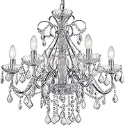 Bestier Modern Chrome Pendant Chandelier Crystal Lighting Ceiling Light Fixture Lamp for Dining Room Bathroom Bedroom Livingroom 6 E14 Bulbs Required D60cm x H65cm