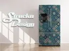 Ethnic Style Pattern Blue Shapes Color Fridge Freezer Wrap Side Door Vinyl Decal