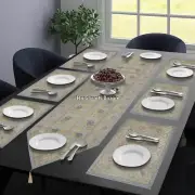 Silk Satin Place Mat Runner Traditional Table Cloth Runner Mats Gold Zari Work