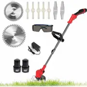 Cordless Grass Trimmer Lawn Grass Brush Cutter Blade Whipper Snipper + 2 Battery