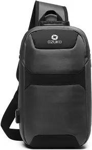 OZUKO 9270 Waterproof Polyester Chest Backpack For Men Unisex Men'S Shoulder Bag Casual Sling Backpack With Usb Charging Port
