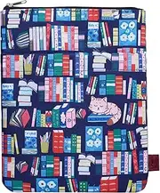 Cute Bookshelf Book Sleeve, Book Sleeves with Zipper, Book Protector Book Covers for Paperbacks, 11 X 8.5 Inch, Bibliophile Gifts