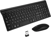 Tofficu Wireless Keyboard Mouse 2.4g Quiet Keyboard for Laptop Wireless Mouse Set Black