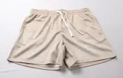 Saint Kaizen Men's Drawstring Waist Jesus Saves Mesh Shorts JL3 Cream Medium NWT