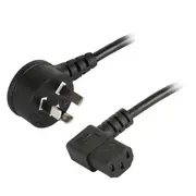 2m Right Angle C13 IEC to R/A Mains Plug Power Cable