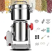 Electric Grain Grinder, 3000w Commercial Grain Mill, Large Capacity Spice Mill, Stainless Steel Pulverizer, Powder Machine with Protection of Overload, Multifunction Grain Crusher, for Kitchen 800g