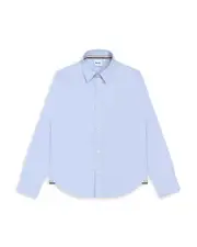 Boss Kidswear Boys' Cotton Oxford Embroidered Logo Regular Fit Dress Shirt - Big Kid