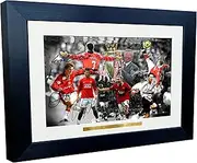 12x8 A4 Sir Alex Ferguson Manchester United Manager Celebration Ronaldo Rooney Giggs Beckham Signed Autographed Photo Picture Frame Football Soccer Poster