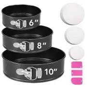 Springform Pan Set of 3 Nonstick 6" 8" 10" Cake Pans,Leakproof 6+8+10 Inch