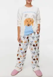 NEW PETER ALEXANDER TOP & BUNNY EAR DOG FLANNELETTE PJ PANTS SET MEDIUM $159.90