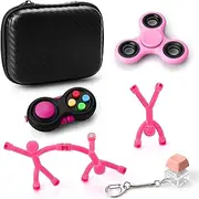 Kryfa Fidget Toy Sets, 6 Pack Fidget Sensory Toys for Kids Party Favors, Fidgets for Adults, Fidget Toys for Stress Relief, ADHD, Stocking Stuffers, Pinata Filler (Pink-6 Pack)