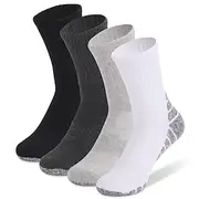 1 Pair Men's Hiking Socks Running Socks Sports Socks Breathable Anti Blister Sweat-Wicking cushioned Outdoor quarter crew Patchwork Cotton Dark Grey Black Whit
