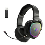 AULA F608 RGB Gaming Headset 3 in 1 Bluetooth Wireless Wired 2.4G with Detachable Mic for PC, Phone, Tablet, XBox, PS, Tesla, Black