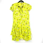 Alice + Olivia Moore Primrose Layered Dress Womens Size 2 Spring Lemon NEW
