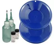 Sluice Monkey (2 Pack) 10" Blue Gold pan panning kit with 3-oz Sniffer Bottles