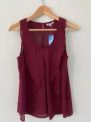 NEW W TAGS | VALLEYGIRL Burgundy Maroon Sheer Chiffon Top Blouse - Size 10