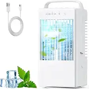Portable Air Conditioner, Air Cooler, 4 in 1 Mini Air Conditioner, Portable 90° Oscillation, 3 Speeds, Timer 2/4 Hours, 7 LED Colours, USB Fan for Home, Office, Camping