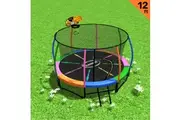 Kahuna Trampoline 12 ft with Basketball set - Rainbow