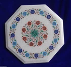 12" Marble Side Coffee Table Mosaic Inlay Handmade Home Decor Art