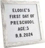 C Crystal Lemon Letter Board, 317 Pre-cut Letters Numbers & Symbols, Felt Letter Board, 10x10 inches, Changeable Wooden Message Board Sign, Wood Frame, Wall Mount, with Display Stand (Rustic White)