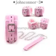 Unisex Pink Hand Cuff Ankle Cuff Fluffy Collar Leash Constraint Couples Flirt