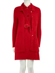 Red Knit Cardigan & Dress & Skirt Set