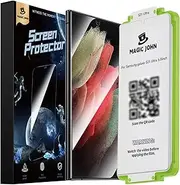 [MAGIC JOHN] 2 Pack Screen Protector for Samsung Galaxy S21 Ultra - Ceramic Film, Fingerprint ID Compatible, Easy Installation, Shock-Resistant, 3D Curved, Bubble Free