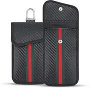 2 Pack Faraday Pouch Car Keys Protector, Premium RFID Signal Blocking Bag for Key Fob, Anti-Hacking Case Blocker for Car Security, Anti-Theft Pouch (Black)