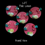 Pink Linen Summer Fruit Strawberry Pineapple Cherry Hair Clips 15 Piece New
