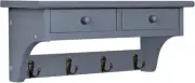 Emfogo Coat Hooks Wall Mounted, Rustic Wood Rack Weathered Gray