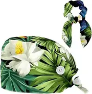 [YTYVAGT] Scrub Caps Women,Scrub Hats Suitable for Women,Bird Stripe Tropical Parrot