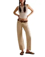 Free People Risk Taker Mid Rise Straight Jeans in Ecru
