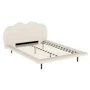 Bed Frame Queen Size Boucle Beige SASA