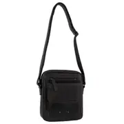 Pierre Cardin Leather Men's Multi Compartment Crossbody Bag - Black