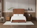 My Style Buttoned Headboard & Gas Lift Base - Queen / Gingerbread / Drawer Base