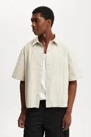 [Cotton On Men] Cotton On Men - Darcy Short Sleeve Shirt - Bone grid check 2XL BONE GRID CHECK