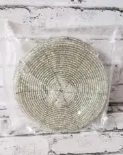 COASTERS Silver Beaded Set of 4 - New 4 inches Glassware Kitchen Dining Dinner