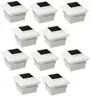 10 Packs Solar White Color Square PVC Post Fence Mount Cap Lights FIT 4"x4" POST
