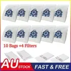 10 Bags + 4 Filter Fits Miele GN Vacuum Cleaner Hyclean 3D Type Cat n dog Blue
