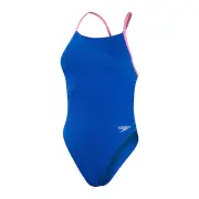 Speedo Solid Lattice Back One Piece Womens