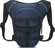 [Generic] Motorcycle Drop Leg Bag for Men Women Travel Hiking Cycling Leg Bag with Reflective Strip Large Capacity Adjustable 60cm-150cm Multifunctional Waist Bag Dark Blue