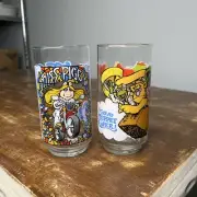 McDonalds 1981 The Great Muppet Caper Kermit Fozzie Gonzo, Miss Piggy Glass Lot2