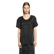 [YEHUAFAN] Overlock Silk Satin T-Shirt Black