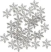 300pcs Christmas Snowflake Ornaments, Plastic Glitter Snow Flakes Ornaments for Winter Christmas Tree Decorations Craft Snowflakes (Silver)