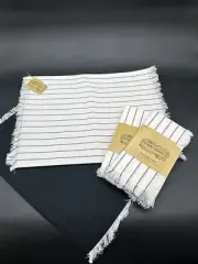 NWT Robert Stanley Ivory black stripe Set of 4 placemats 13" x 18" - + 8 Napkins