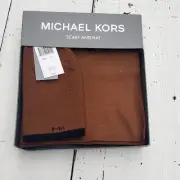 MICHAEL KORS Men / Women Brown Beanie Hat W Scarf Set Both Reversible NEW