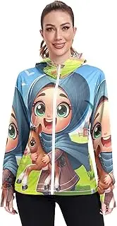 [RPLIFE] Little Girl Happily Walks Sunscreen Clothing Women, Upf 50+ Long Sleeve Shirt, S-XXL