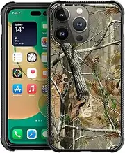 Yesad Compatible with iPhone 14 Pro Max Case,Real Jungle Camo Soft TPU Bumper Shockproof Tempered Glass Back Cover Case for Apple iPhone 14 Pro Max